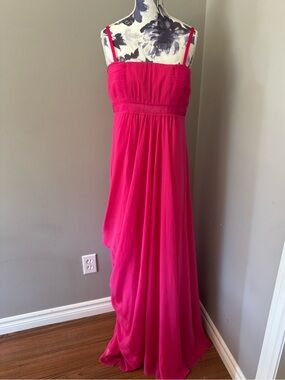 BCBG Maxazria Begonia Pink Chiffon Gown With Gathered Side Detail